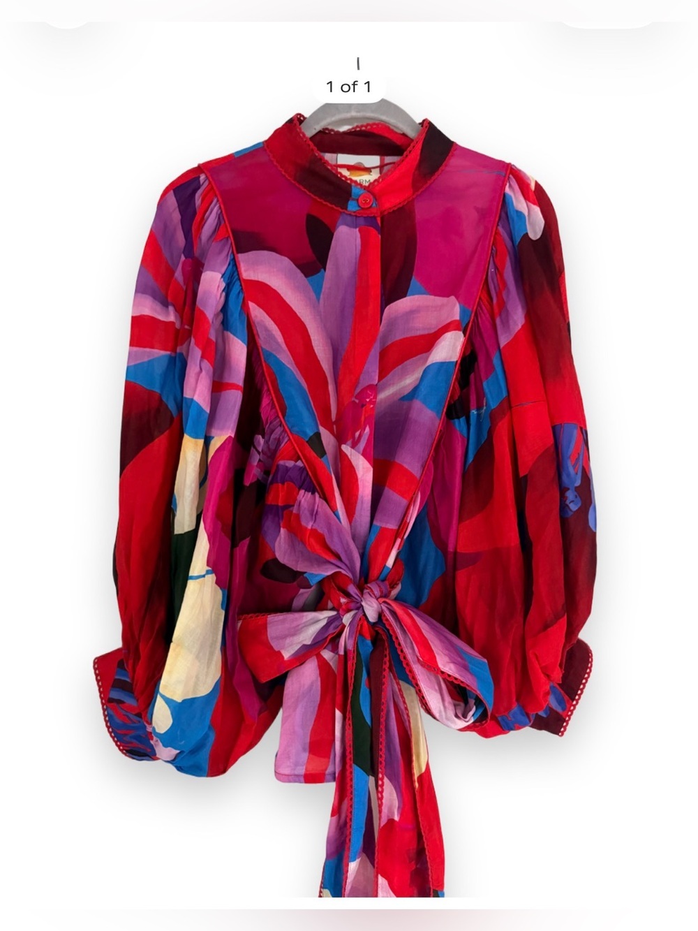 STUNNING FARM RIO WATERCOLOR FLORAL BLOUSE – SIZE M